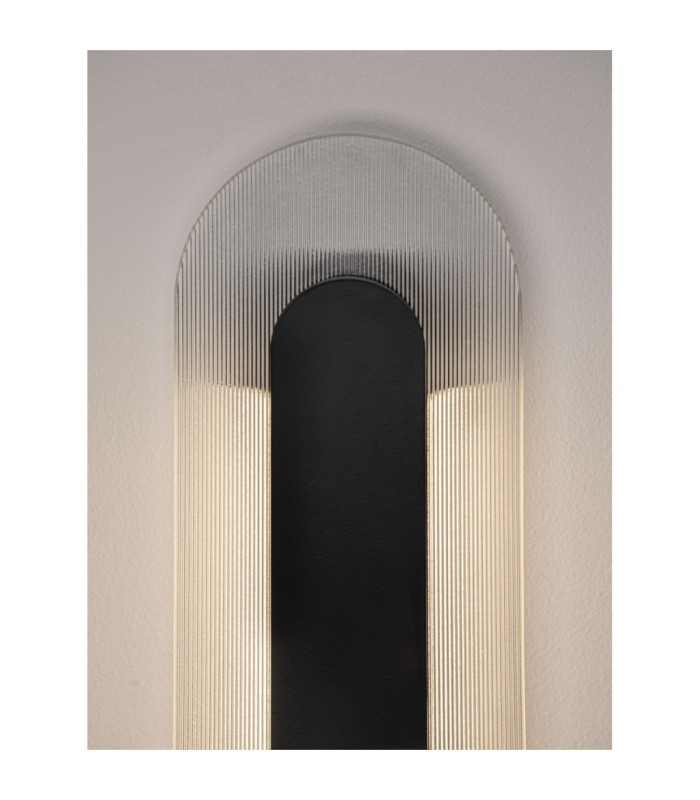 Vetrio Integrated LED Wall Lamp Matt Black Clear LED 12W 555lm 3000K-5