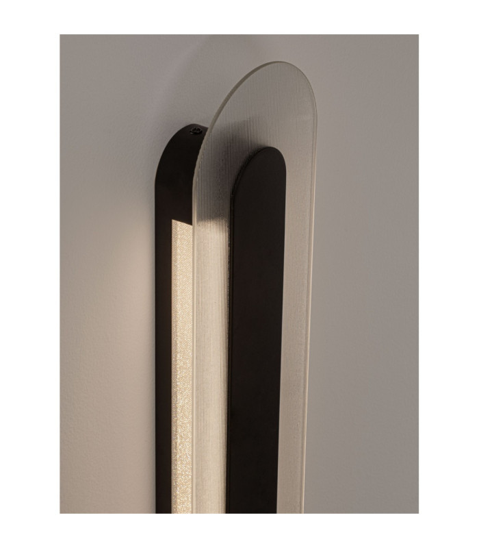 Vetrio Integrated LED Wall Lamp Matt Black Clear LED 16W 824lm 3000K-2