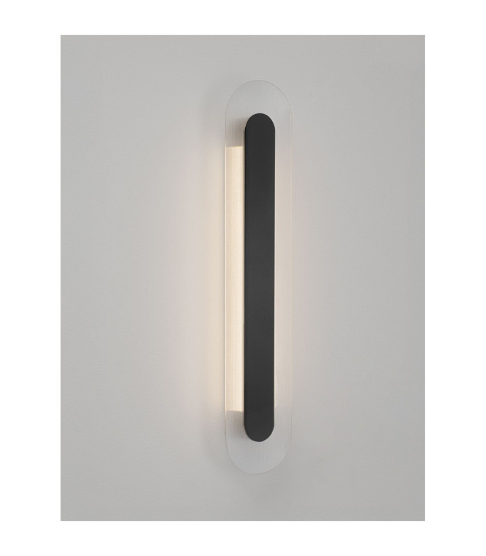 Vetrio Integrated LED Wall Lamp Matt Black Clear LED 16W 824lm 3000K-4