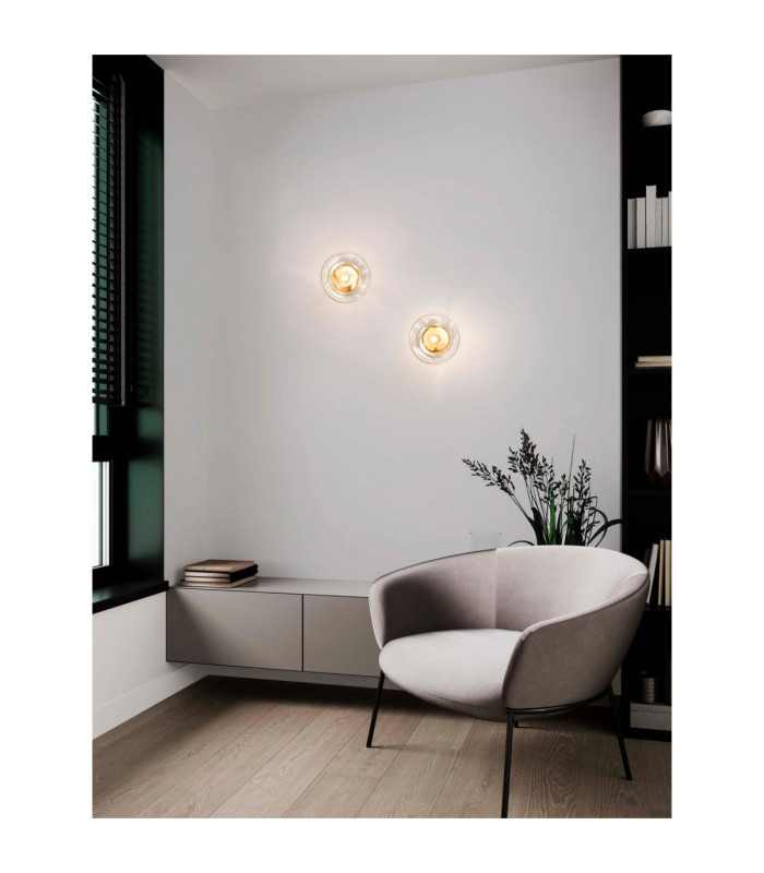 King 17cm Wall Lamp Brass Gold Blown Clear LED G9 1x5W-2