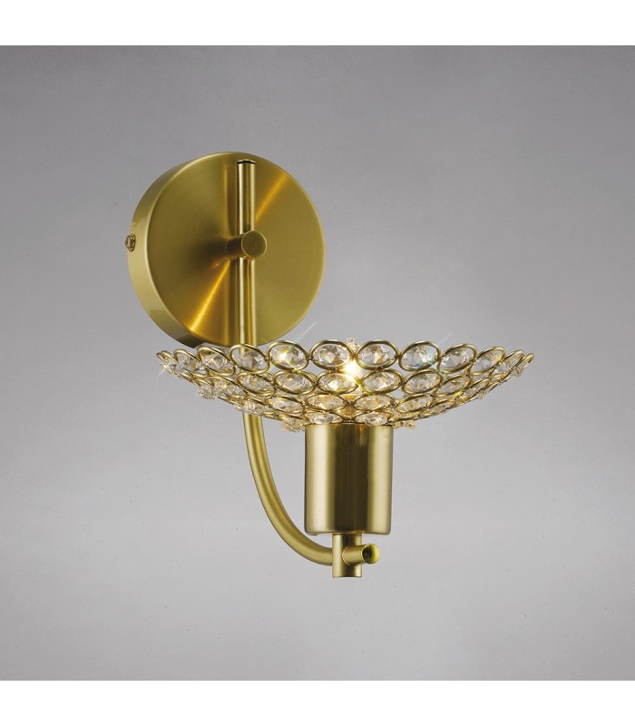 Wall Lamp 1 Light Satin Brass, Crystal - 2