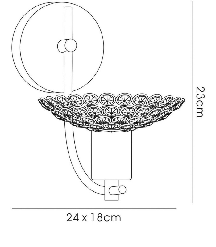 Wall Lamp 1 Light Satin Brass, Crystal - 3
