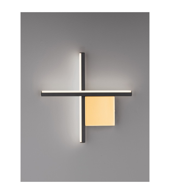 Cross Integrated LED Wall Lamp Sandy Black Brushed Gold LED 10W 660lm 3000K-3