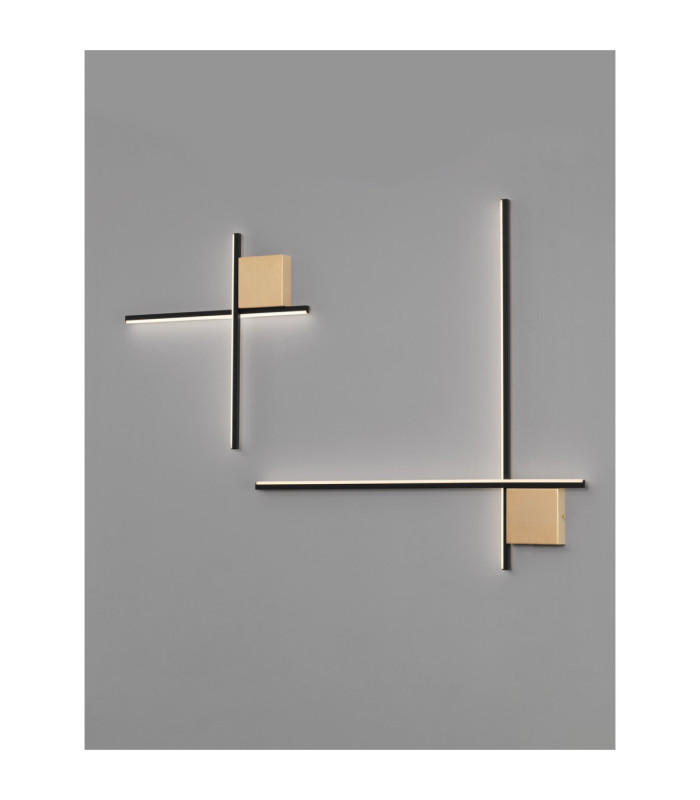 Cross Integrated LED Wall Lamp Sandy Black Brushed Gold Triac Dimmable LED 15W 880lm 3000K-8
