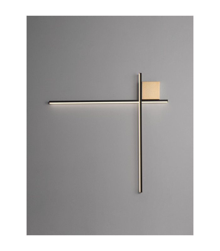 Cross Integrated LED Wall Lamp Sandy Black Brushed Gold Triac Dimmable LED 2W 1351lm 3000K-4