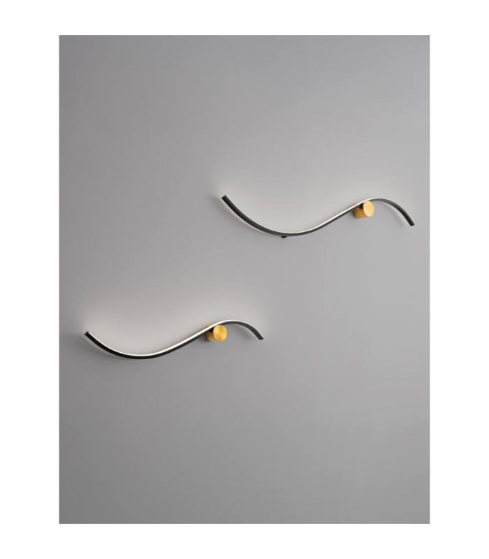 Kima II Integrated LED Wall Lamp Sandy Black Gold LED 14W 880lm 3000K-7