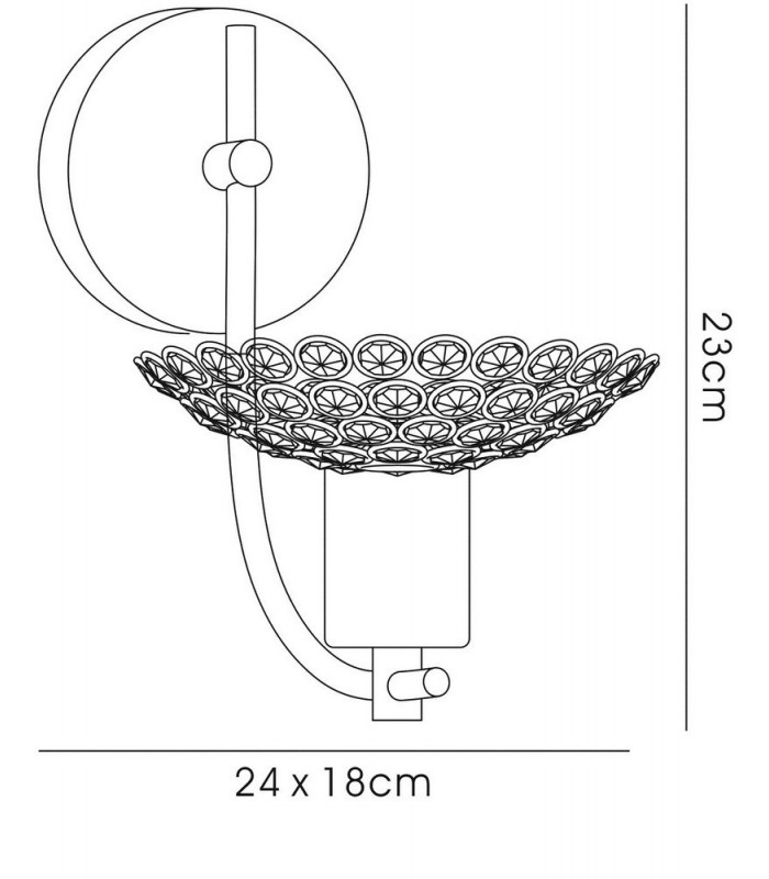 Wall Lamp 1 Light Satin Nickel, Crystal - 3