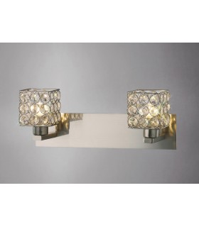 Wall Lamp 2 Light Satin Nickel, Crystal - 2