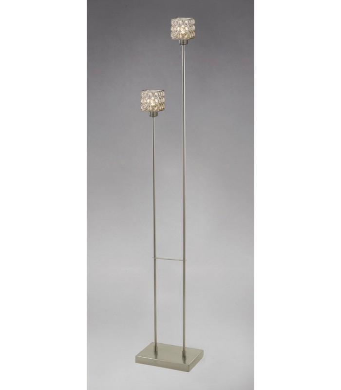 Floor Lamp 2 Light Satin Nickel, Crystal - 2