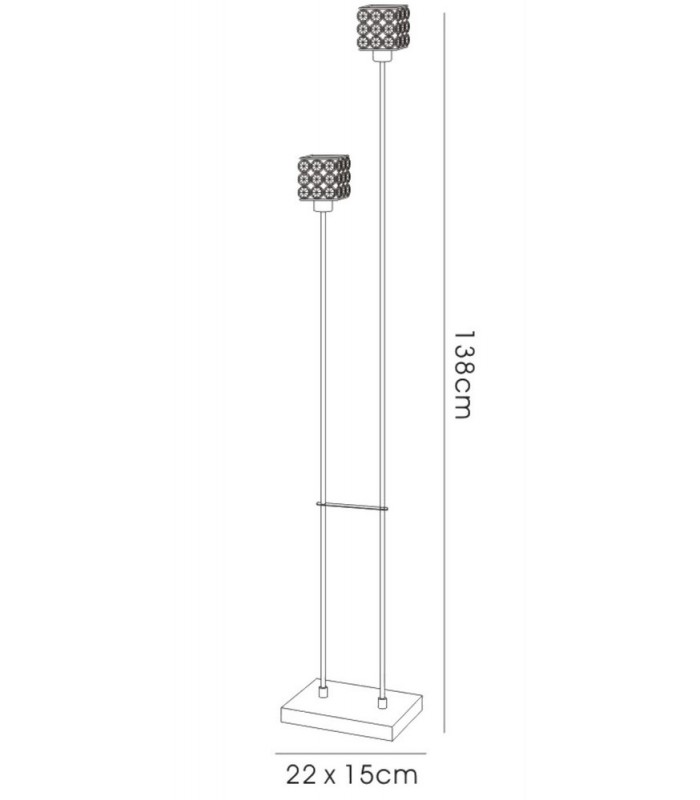 Floor Lamp 2 Light Satin Nickel, Crystal - 3