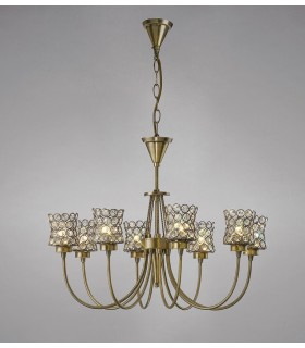 Ceiling Pendant 8 Light Antique Brass, Crystal - 2
