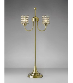 Table Lamp 2 Light Antique Brass, Crystal - 2