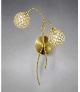 Wall Lamp 2 Light Satin Brass, Crystal - 2