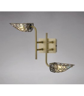 Wall Lamp 2 Light Antique Brass, Crystal - 2