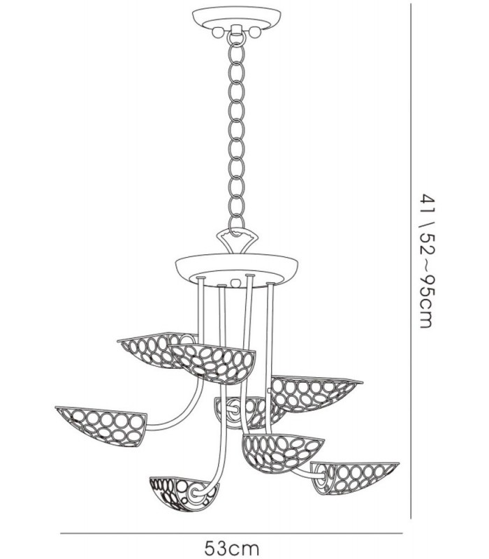 Semi Flush Ceiling Pendant 8 Light Antique Brass, Crystal - 3