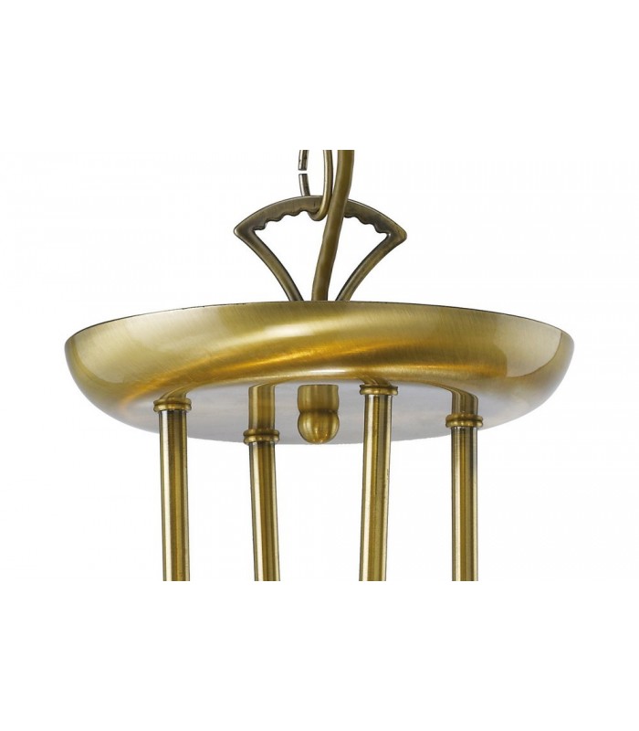 Semi Flush Ceiling Pendant 8 Light Antique Brass, Crystal - 6