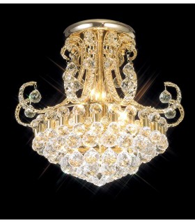 Semi Flush Ceiling 9 Light French Gold, Crystal - 2