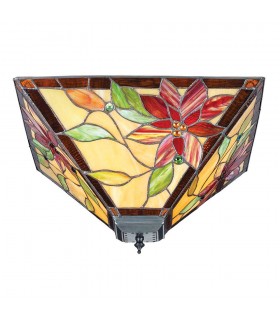 2 Light Medium Ceiling Flush Light Tiffany Style Glass, E27 - 1