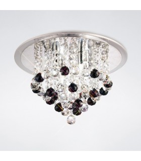 Flush Ceiling 4 Light Polished Chrome, Acrylic Trim, Crystal Supplied with 17 Additional Black Crystal Spheres - 2