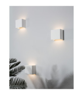 Sandro Up Down Square 12.5cm Plaster Wall Lamp White LED G9 1x5W-2