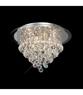 Flush Ceiling 6 Light Polished Chrome, Acrylic Trim, Crystal - 2