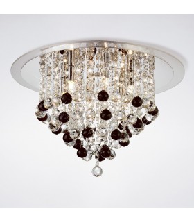 Flush Ceiling 6 Light Polished Chrome, Acrylic Trim, Crystal Supplied with 25 Additional Black Crystal Spheres - 2