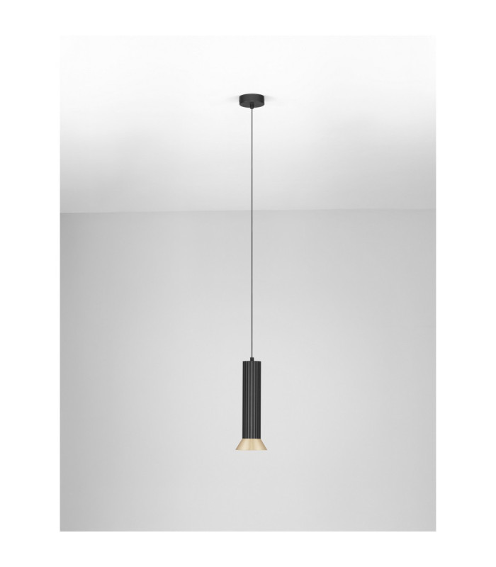 Luvia Slim Pendant Ceiling Light Oxide Gold Black LED GU10 1x10W-3
