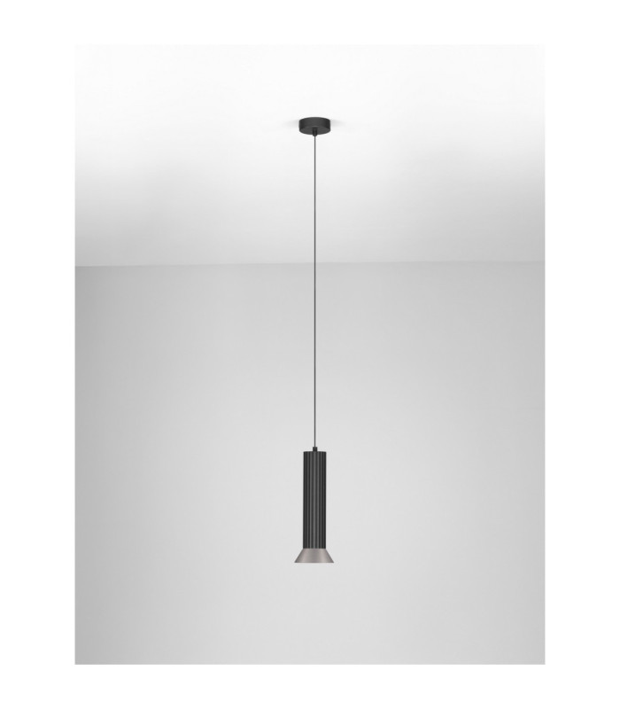 Luvia Slim Pendant Ceiling Light Oxide Bronze Black LED GU10 1x10W-3