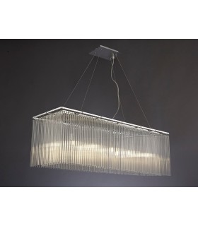 Ceiling Pendant Rectangular 10 Light Polished Chrome, Clear Glass - 2
