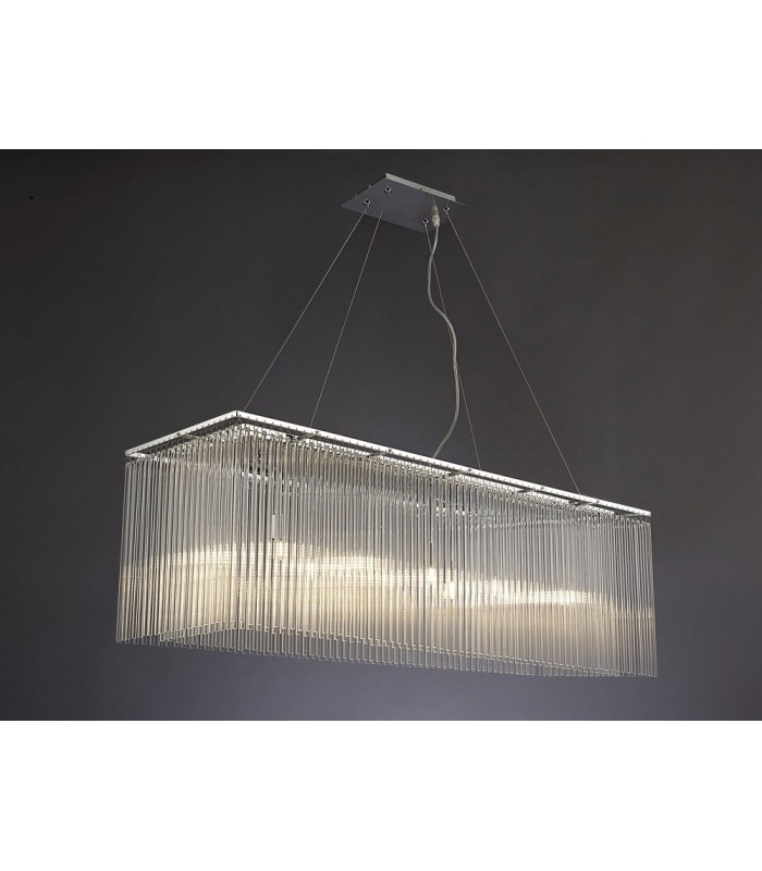 Ceiling Pendant Rectangular 10 Light Polished Chrome, Clear Glass - 2