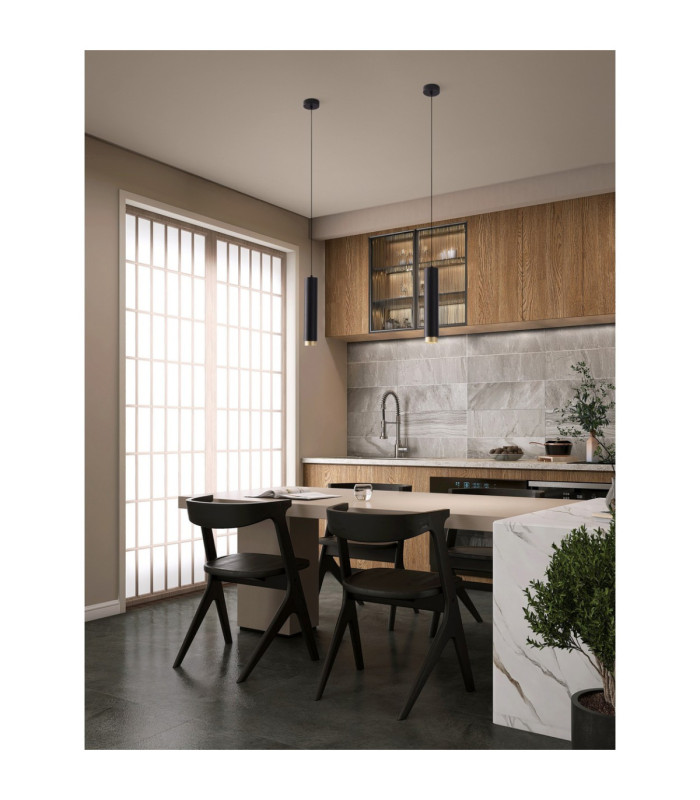Nessi Slim Pendant Ceiling Light Sandy Black Gold LED GU10 1x10W-2