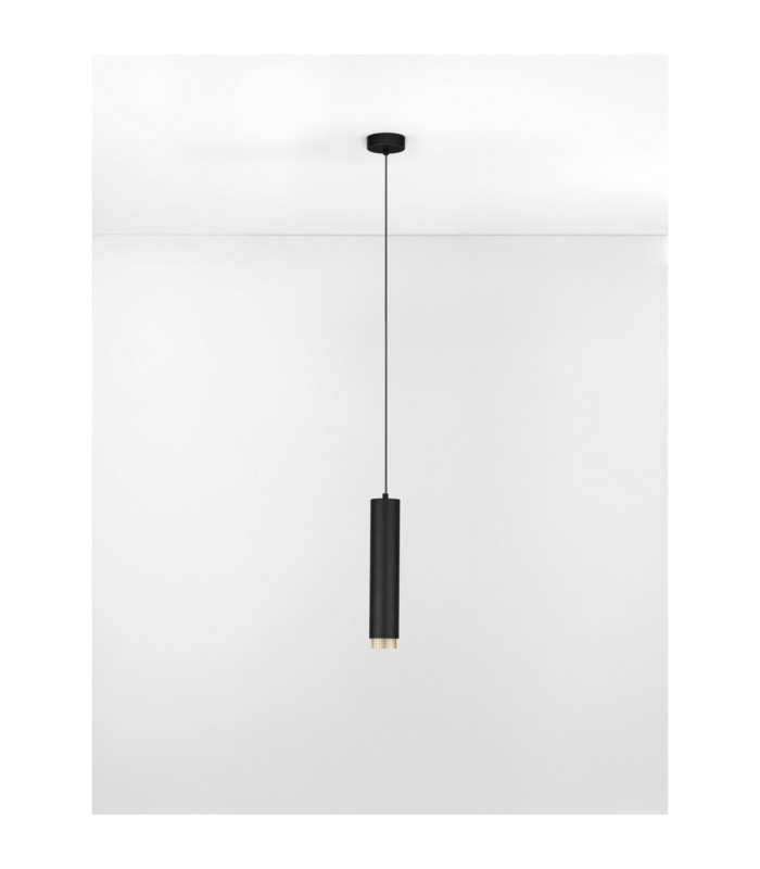 Nessi Slim Pendant Ceiling Light Sandy Black Gold LED GU10 1x10W-3