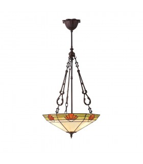 3 Light Large Inverted Ceiling Pendant Dark Bronze, Tiffany glass, E27 - 1