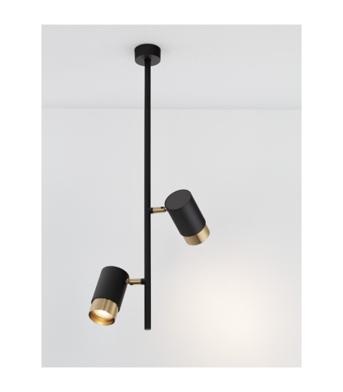 Pongo Pendant Ceiling Light Sandy Black Gold GU10 2x10W-3