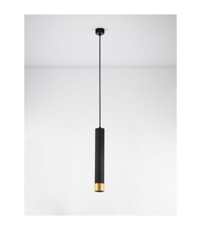 Picto Small Slim Pendant Ceiling Light Sandy Black Gold GU10 1x10W-3
