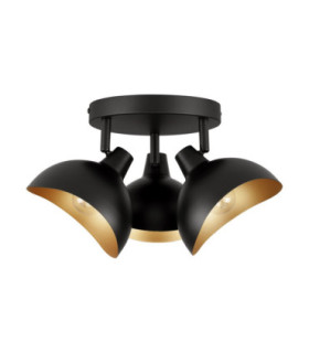 Geti Multi Arm Semi Flush Ceiling Lamp Matt Black Gold E14 3x5W-1