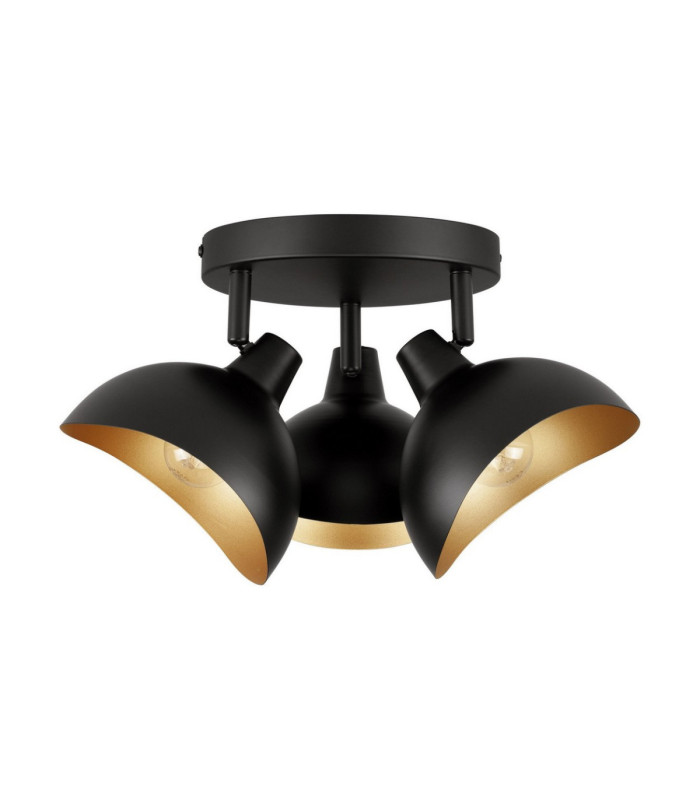 Geti Multi Arm Semi Flush Ceiling Lamp Matt Black Gold E14 3x5W-1