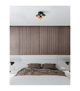 Geti Multi Arm Semi Flush Ceiling Lamp Matt Black Gold E14 3x5W-2