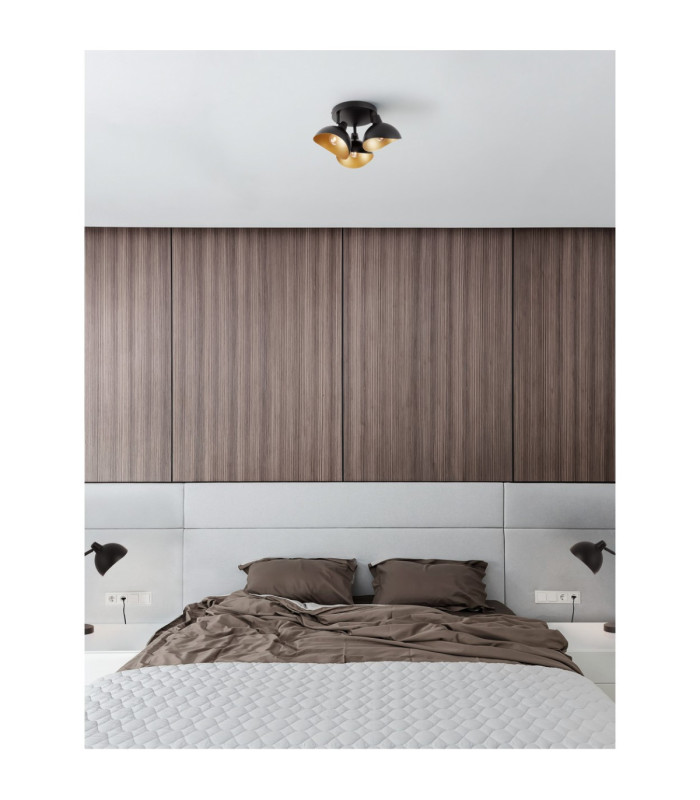 Geti Multi Arm Semi Flush Ceiling Lamp Matt Black Gold E14 3x5W-2