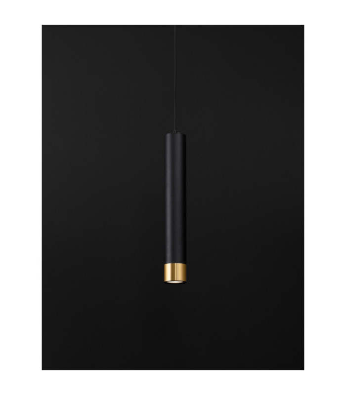 Picto Small Slim Pendant Ceiling Light Sandy Black Gold GU10 1x10W-7