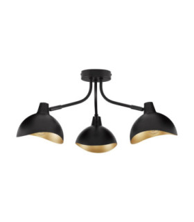 Geti Long Multi Arm Semi Flush Ceiling Lamp Matt Black Gold E14 3x5W-1