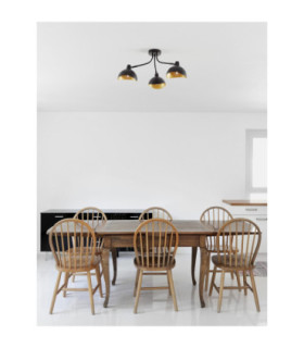 Geti Long Multi Arm Semi Flush Ceiling Lamp Matt Black Gold E14 3x5W-2