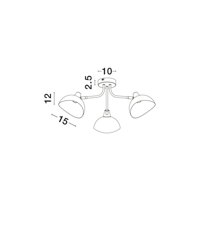 Geti Long Multi Arm Semi Flush Ceiling Lamp Matt Black Gold E14 3x5W-6