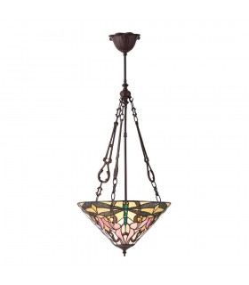 3 Light Medium Inverted Ceiling Pendant Bronze, Tiffany glass, E27 - 1