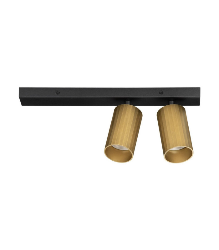 Zelos Twin Ceiling Spotlight Sandy Black Gold GU10 2x10W-1