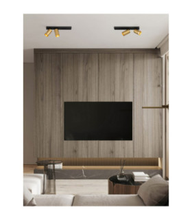 Zelos Twin Ceiling Spotlight Sandy Black Gold GU10 2x10W-2