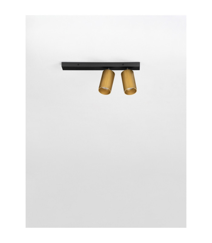 Zelos Twin Ceiling Spotlight Sandy Black Gold GU10 2x10W-3