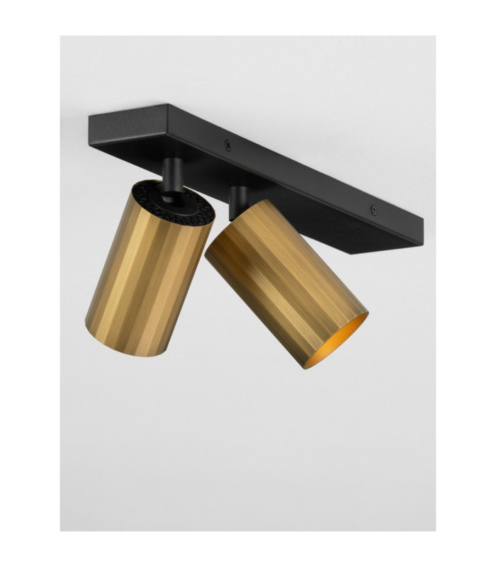 Zelos Twin Ceiling Spotlight Sandy Black Gold GU10 2x10W-5