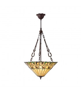 3 Light Large Inverted Ceiling Pendant Dark Bronze, Tiffany glass, E27 - 1