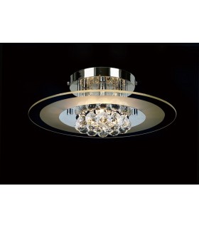 Flush Ceiling Round 4 Light Polished Chrome, Glass, Crystal - 2